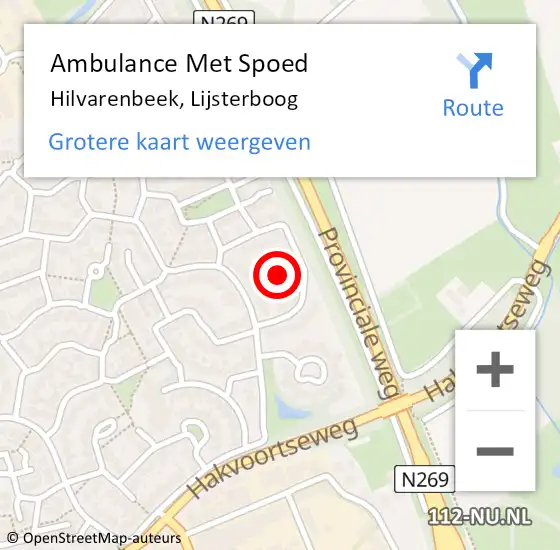Locatie op kaart van de 112 melding: Ambulance Met Spoed Naar Hilvarenbeek, Lijsterboog op 8 juni 2018 09:06