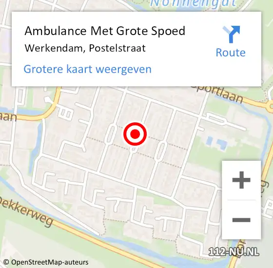 Locatie op kaart van de 112 melding: Ambulance Met Grote Spoed Naar Werkendam, Postelstraat op 8 juni 2018 09:12