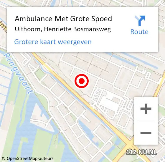 Locatie op kaart van de 112 melding: Ambulance Met Grote Spoed Naar Uithoorn, Henriette Bosmansweg op 8 juni 2018 09:30