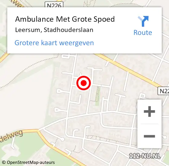 Locatie op kaart van de 112 melding: Ambulance Met Grote Spoed Naar Leersum, Stadhouderslaan op 8 juni 2018 09:30