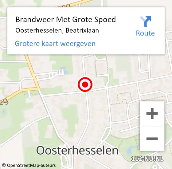 Locatie op kaart van de 112 melding: Brandweer Met Grote Spoed Naar Oosterhesselen, Beatrixlaan op 8 juni 2018 10:14