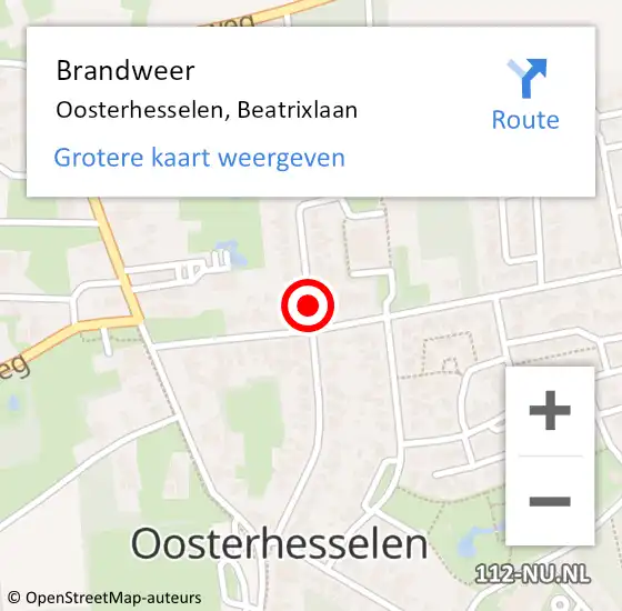 Locatie op kaart van de 112 melding: Brandweer Oosterhesselen, Beatrixlaan op 8 juni 2018 10:17