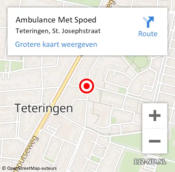 Locatie op kaart van de 112 melding: Ambulance Met Spoed Naar Teteringen, St. Josephstraat op 8 juni 2018 11:03