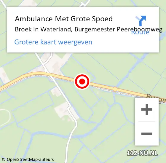 Locatie op kaart van de 112 melding: Ambulance Met Grote Spoed Naar Broek in Waterland, Burgemeester Peereboomweg op 8 juni 2018 11:20