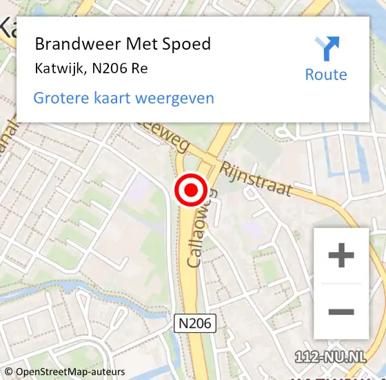 Locatie op kaart van de 112 melding: Brandweer Met Spoed Naar Katwijk, N206 Re op 8 juni 2018 11:58