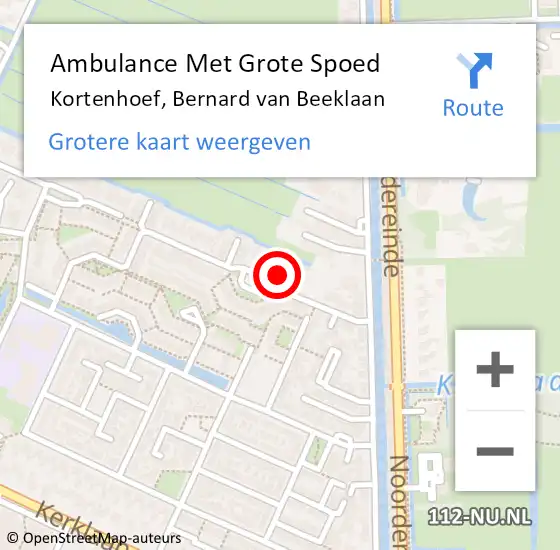 Locatie op kaart van de 112 melding: Ambulance Met Grote Spoed Naar Kortenhoef, Bernard van Beeklaan op 8 juni 2018 12:09