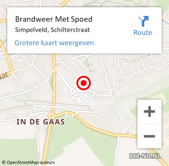 Locatie op kaart van de 112 melding: Brandweer Met Spoed Naar Simpelveld, Schilterstraat op 8 juni 2018 12:13