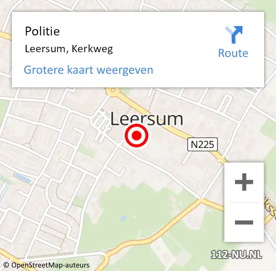 Locatie op kaart van de 112 melding: Politie Leersum, Kerkweg op 8 juni 2018 12:44