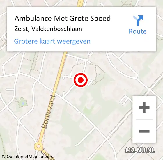 Locatie op kaart van de 112 melding: Ambulance Met Grote Spoed Naar Zeist, Valckenboschlaan op 8 juni 2018 12:52