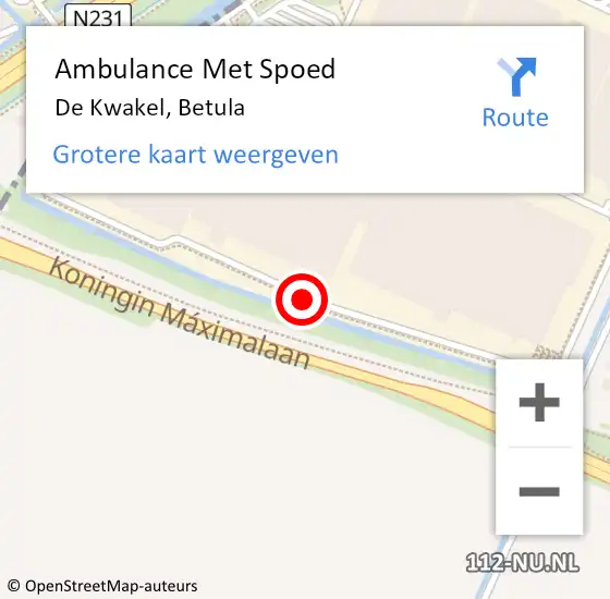 Locatie op kaart van de 112 melding: Ambulance Met Spoed Naar De Kwakel, Betula op 8 juni 2018 14:19