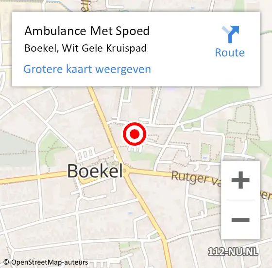 Locatie op kaart van de 112 melding: Ambulance Met Spoed Naar Boekel, Wit Gele Kruispad op 8 juni 2018 14:46