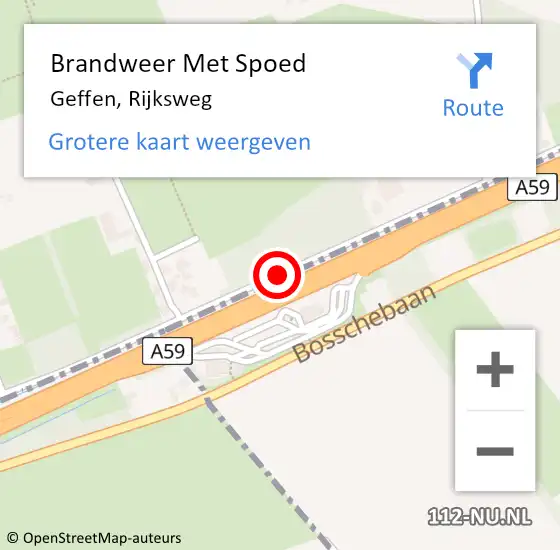 Locatie op kaart van de 112 melding: Brandweer Met Spoed Naar Geffen, Rijksweg op 8 juni 2018 15:02