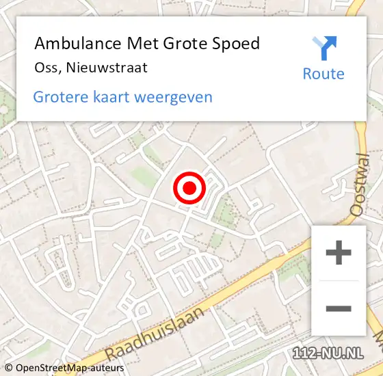 Locatie op kaart van de 112 melding: Ambulance Met Grote Spoed Naar Oss, Nieuwstraat op 8 juni 2018 15:08