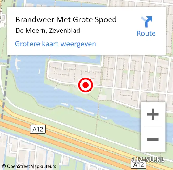 Locatie op kaart van de 112 melding: Brandweer Met Grote Spoed Naar De Meern, Zevenblad op 8 juni 2018 16:50