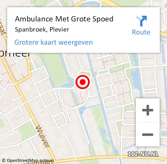 Locatie op kaart van de 112 melding: Ambulance Met Grote Spoed Naar Spanbroek, Plevier op 8 juni 2018 18:15