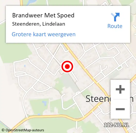 Locatie op kaart van de 112 melding: Brandweer Met Spoed Naar Steenderen, Lindelaan op 8 juni 2018 18:56