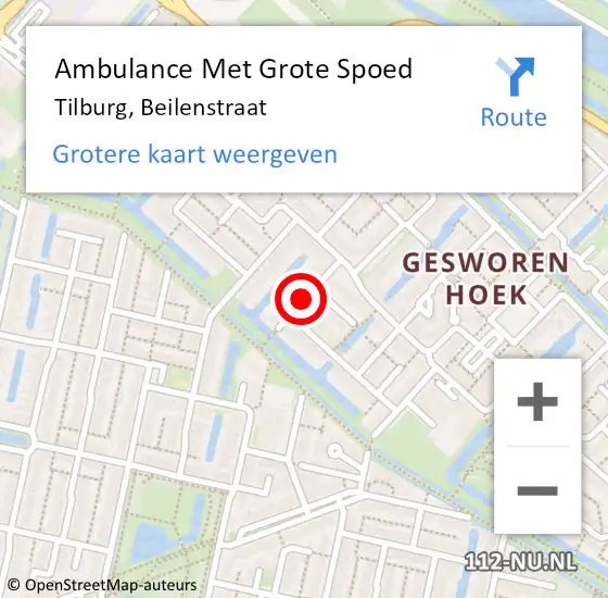 Locatie op kaart van de 112 melding: Ambulance Met Grote Spoed Naar Tilburg, Beilenstraat op 8 juni 2018 19:27