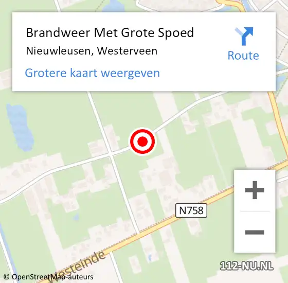 Locatie op kaart van de 112 melding: Brandweer Met Grote Spoed Naar Nieuwleusen, Westerveen op 8 juni 2018 21:00