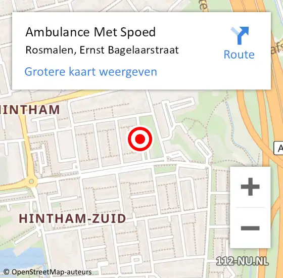 Locatie op kaart van de 112 melding: Ambulance Met Spoed Naar Rosmalen, Ernst Bagelaarstraat op 8 juni 2018 21:04