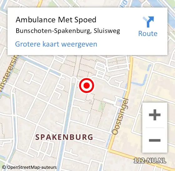 Locatie op kaart van de 112 melding: Ambulance Met Spoed Naar Bunschoten-Spakenburg, Sluisweg op 8 juni 2018 21:04