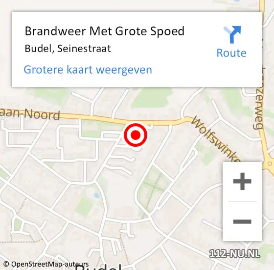 Locatie op kaart van de 112 melding: Brandweer Met Grote Spoed Naar Budel, Seinestraat op 8 juni 2018 21:10