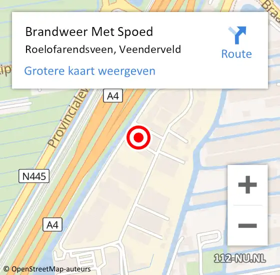 Locatie op kaart van de 112 melding: Brandweer Met Spoed Naar Roelofarendsveen, Veenderveld op 27 februari 2014 08:56