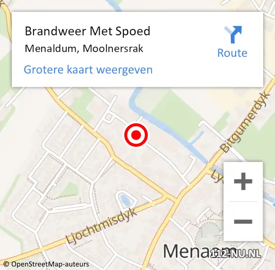 Locatie op kaart van de 112 melding: Brandweer Met Spoed Naar Menaldum, Moolnersrak op 8 juni 2018 21:34