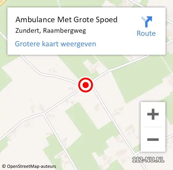 Locatie op kaart van de 112 melding: Ambulance Met Grote Spoed Naar Zundert, Raambergweg op 8 juni 2018 21:41