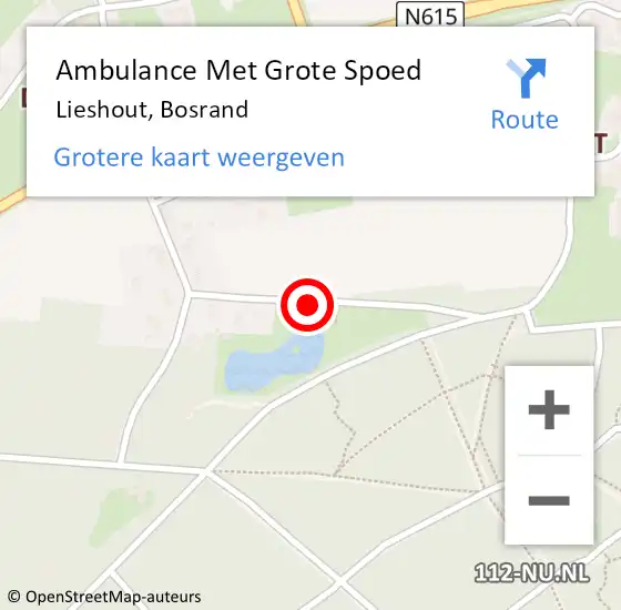 Locatie op kaart van de 112 melding: Ambulance Met Grote Spoed Naar Lieshout, Bosrand op 8 juni 2018 23:01