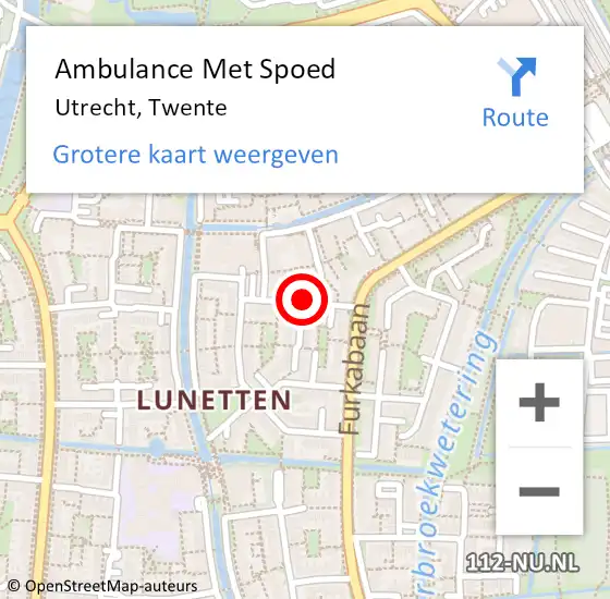 Locatie op kaart van de 112 melding: Ambulance Met Spoed Naar Utrecht, Twente op 8 juni 2018 23:11