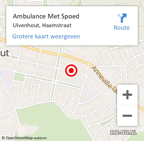 Locatie op kaart van de 112 melding: Ambulance Met Spoed Naar Ulvenhout, Haamstraat op 8 juni 2018 23:29