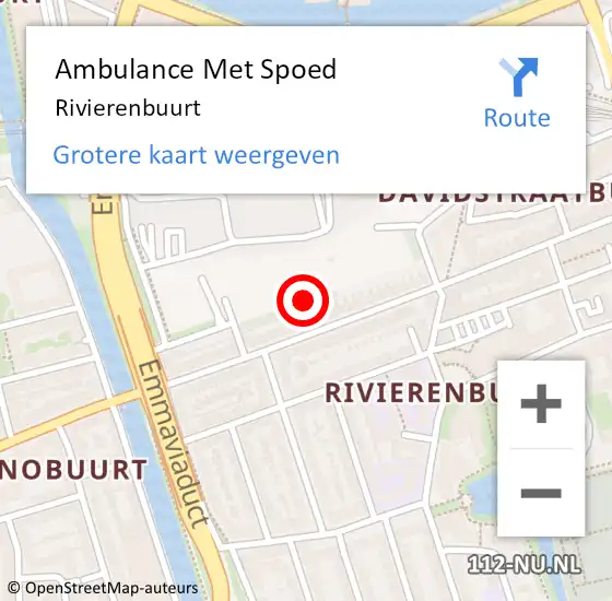 Locatie op kaart van de 112 melding: Ambulance Met Spoed Naar Rivierenbuurt op 8 juni 2018 23:35