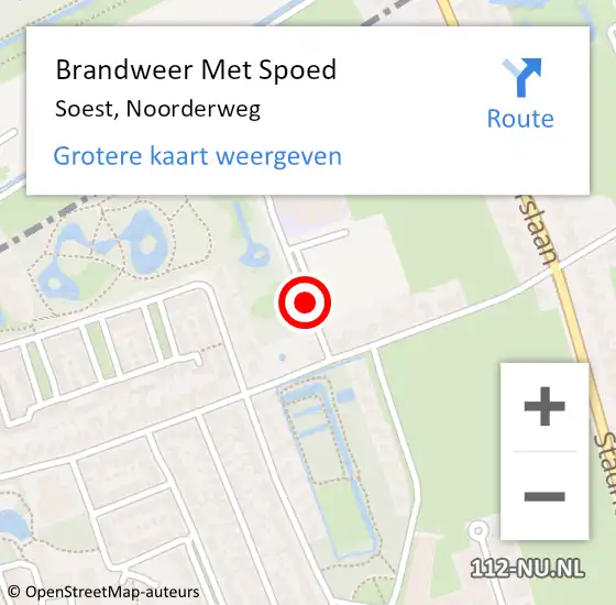 Locatie op kaart van de 112 melding: Brandweer Met Spoed Naar Soest, Noorderweg op 9 juni 2018 00:21