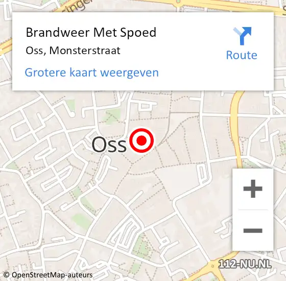 Locatie op kaart van de 112 melding: Brandweer Met Spoed Naar Oss, Monsterstraat op 9 juni 2018 01:07