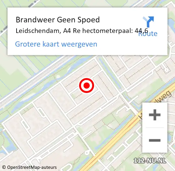 Locatie op kaart van de 112 melding: Brandweer Geen Spoed Naar Leidschendam, A4 Re hectometerpaal: 44,6 op 9 juni 2018 01:14