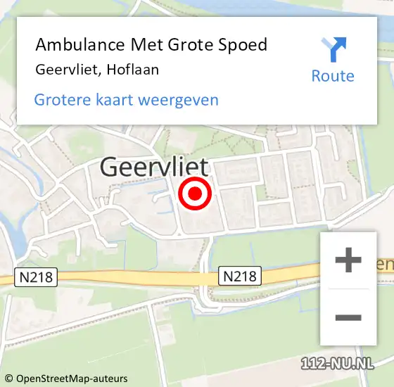 Locatie op kaart van de 112 melding: Ambulance Met Grote Spoed Naar Geervliet, Hoflaan op 9 juni 2018 01:18