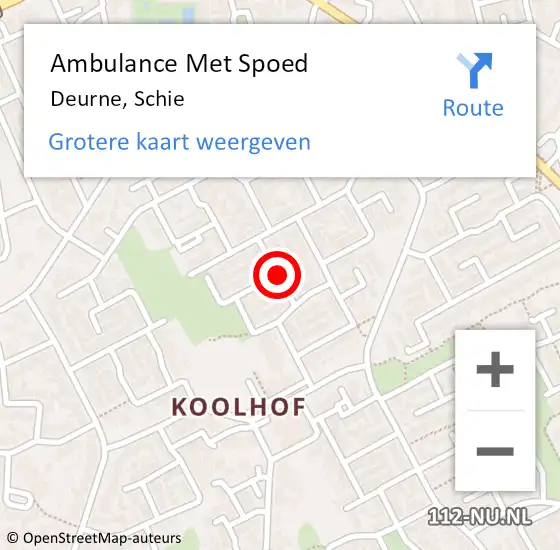 Locatie op kaart van de 112 melding: Ambulance Met Spoed Naar Deurne, Schie op 9 juni 2018 02:28