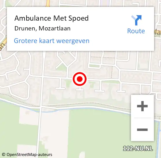 Locatie op kaart van de 112 melding: Ambulance Met Spoed Naar Drunen, Mozartlaan op 9 juni 2018 02:37