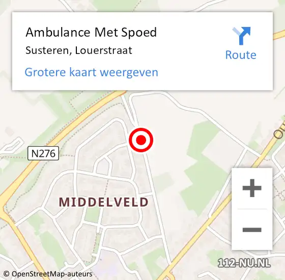 Locatie op kaart van de 112 melding: Ambulance Met Spoed Naar Susteren, Louerstraat op 9 juni 2018 03:01