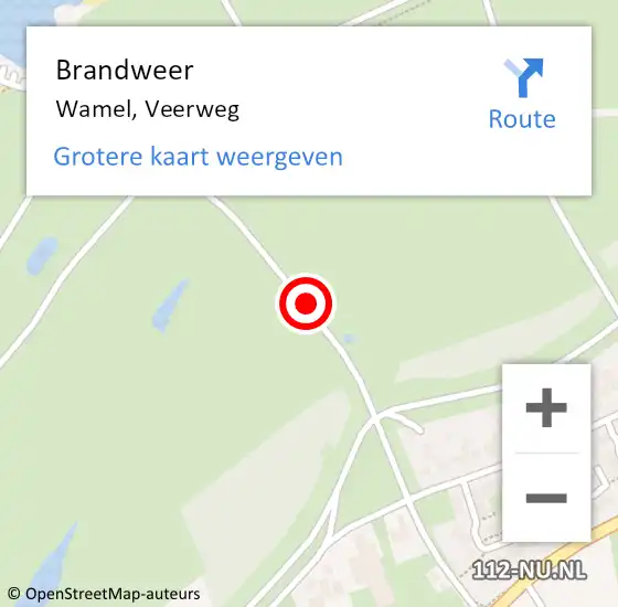 Locatie op kaart van de 112 melding: Brandweer Wamel, Veerweg op 9 juni 2018 03:28