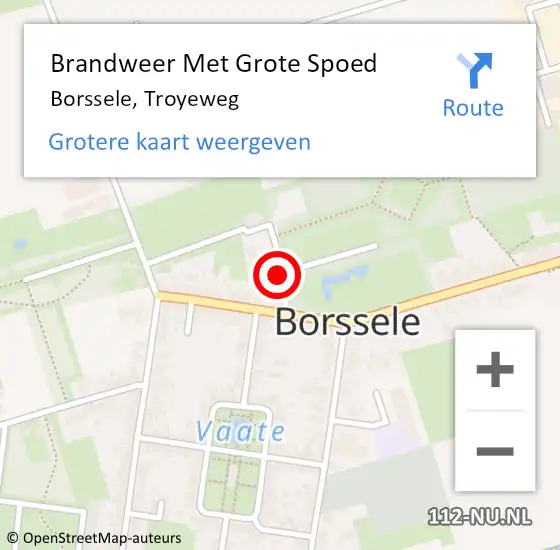 Locatie op kaart van de 112 melding: Brandweer Met Grote Spoed Naar Borssele, Troyeweg op 9 juni 2018 03:29