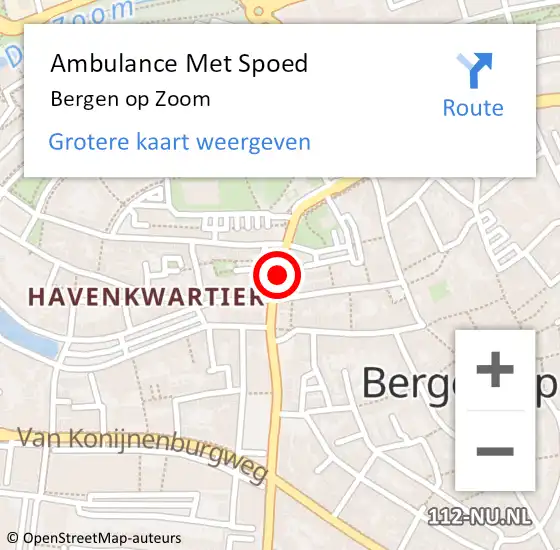 Locatie op kaart van de 112 melding: Ambulance Met Spoed Naar Bergen op Zoom op 9 juni 2018 03:30
