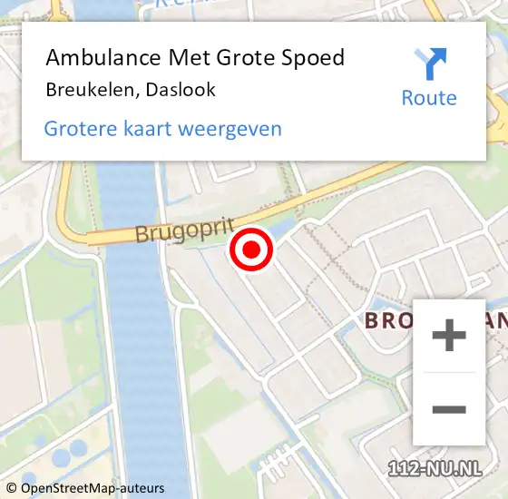 Locatie op kaart van de 112 melding: Ambulance Met Grote Spoed Naar Breukelen, Daslook op 9 juni 2018 04:52