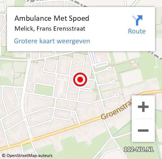 Locatie op kaart van de 112 melding: Ambulance Met Spoed Naar Melick, Frans Erensstraat op 9 juni 2018 07:27