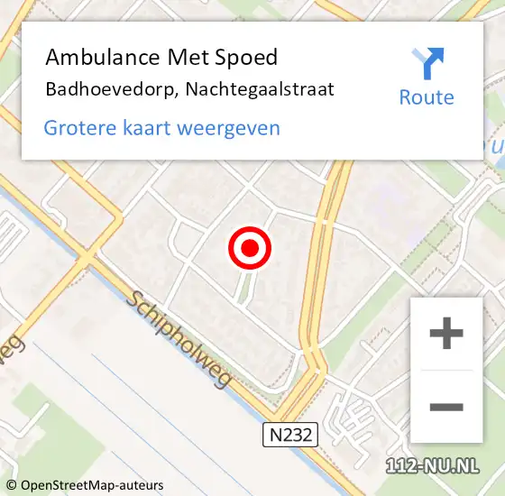 Locatie op kaart van de 112 melding: Ambulance Met Spoed Naar Badhoevedorp, Nachtegaalstraat op 9 juni 2018 07:59