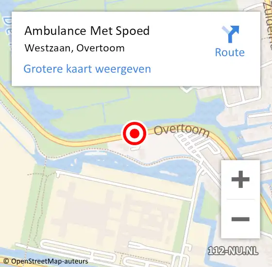 Locatie op kaart van de 112 melding: Ambulance Met Spoed Naar Westzaan, Overtoom op 9 juni 2018 08:39