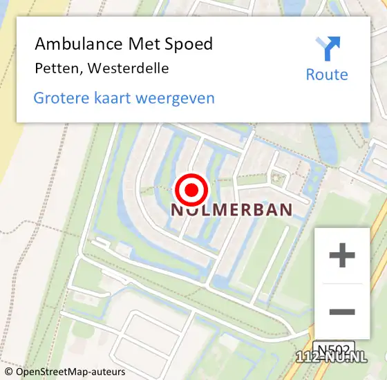 Locatie op kaart van de 112 melding: Ambulance Met Spoed Naar Petten, Westerdelle op 9 juni 2018 08:43