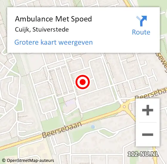 Locatie op kaart van de 112 melding: Ambulance Met Spoed Naar Cuijk, Stuiverstede op 9 juni 2018 08:50