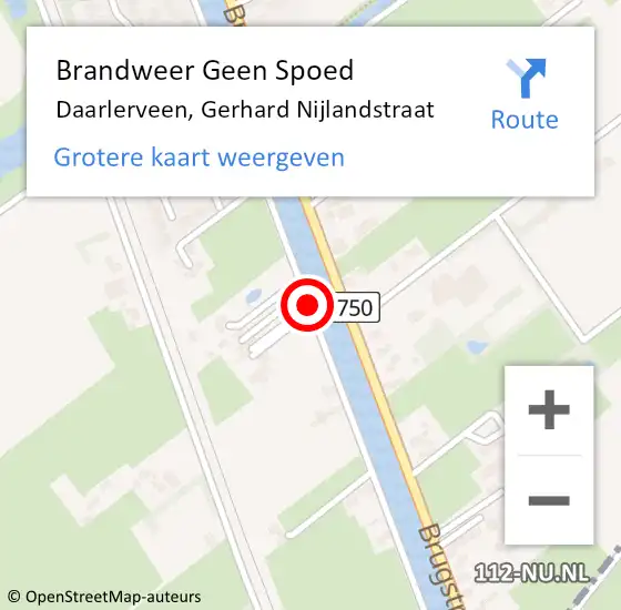 Locatie op kaart van de 112 melding: Brandweer Geen Spoed Naar Daarlerveen, Gerhard Nijlandstraat op 9 juni 2018 09:10
