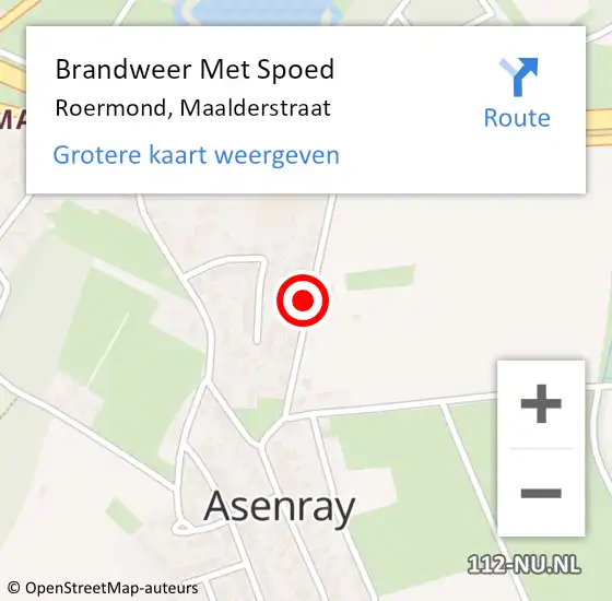 Locatie op kaart van de 112 melding: Brandweer Met Spoed Naar Roermond, Maalderstraat op 9 juni 2018 09:25